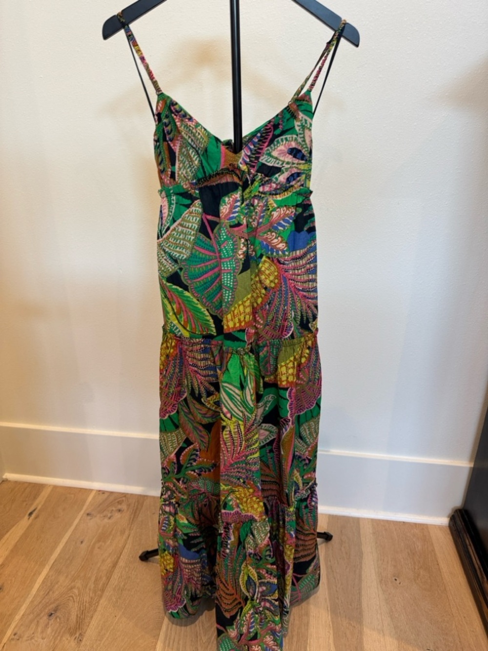 Gianni Bini Multicolor Tropical Leaf Maxi Dress in Green and Pink